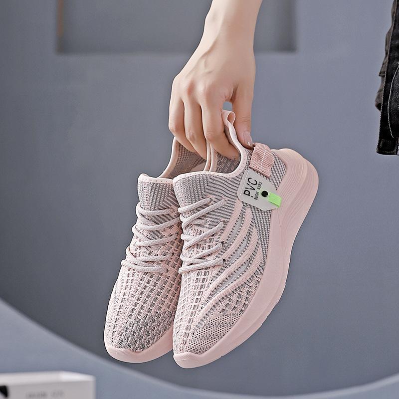 Coconut sneakers summer new fly-woven breathable ultra-soft-soled running shoes CY 35 розовый