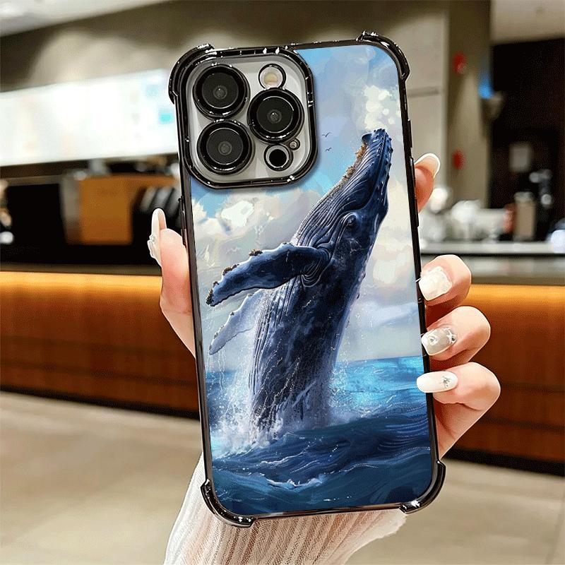 Humpback Whale Sea Giant Soft Phone Case For iPhone 15 16 17 Air 14 Pro Max 16E Plus 13 12 Mini Plating Anti-Fall Fundas