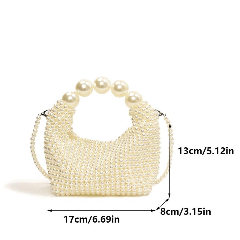 Yogodlns Handmade New Pearl Handbags For Women Fashion Trendy Portable Purse Party Shoulder Tote Bags