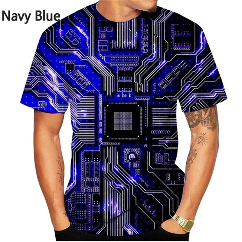 

Модная футболка с 3D-принтом в виде печатной платы, футболка с электронным чипом, мужская, женская, летняя, повседневная, с коротким рукавом, уличная одежда 6xl
