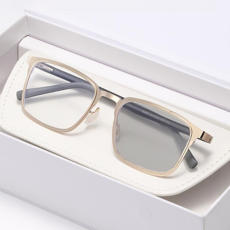 High Definition Photochromic Myopia Glasses Square Full-Frame Business Ultra-Lightweight Eyewear Minus Diopter 0 To -4.0