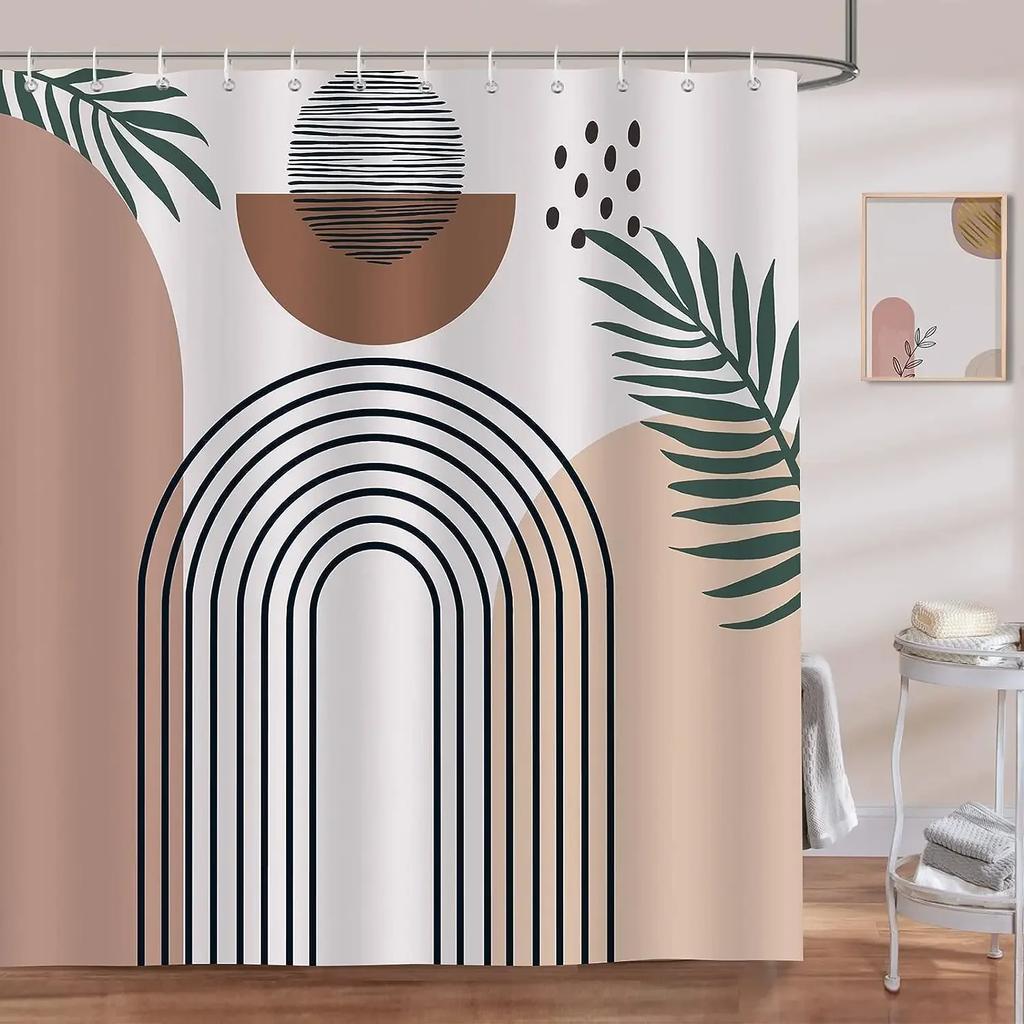 VIKAMA Minimalist Style Shower Curtain, Bathtub Dry-Wet Separation Shower Curtain Waterproof Hanging Curtain Fabric