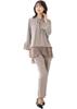 Wedding Party Dress Suit for Blouse and Tapered Ceremonial Super Stretch 3L Mocha [Addrouge] Set-up Women Pants, Suit, [t5317]