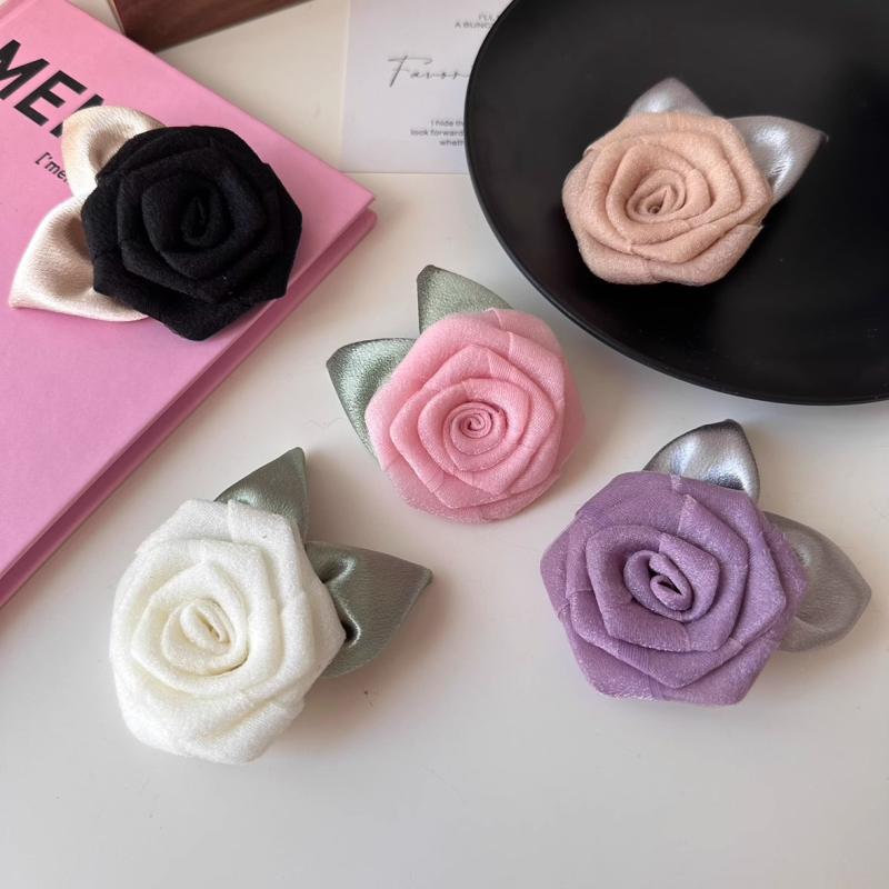Sweet Versatile Mesh Flower Hair Clip For Woman Girls Elegant Temperament Rose Shark Clip Fashion Hair Accessories Gifts