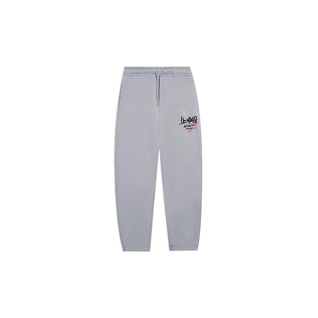 Lining Letter Print Fleece-Lined Warm Sweatpants Men Bottoms Floral-Gray AKLSG67-1
