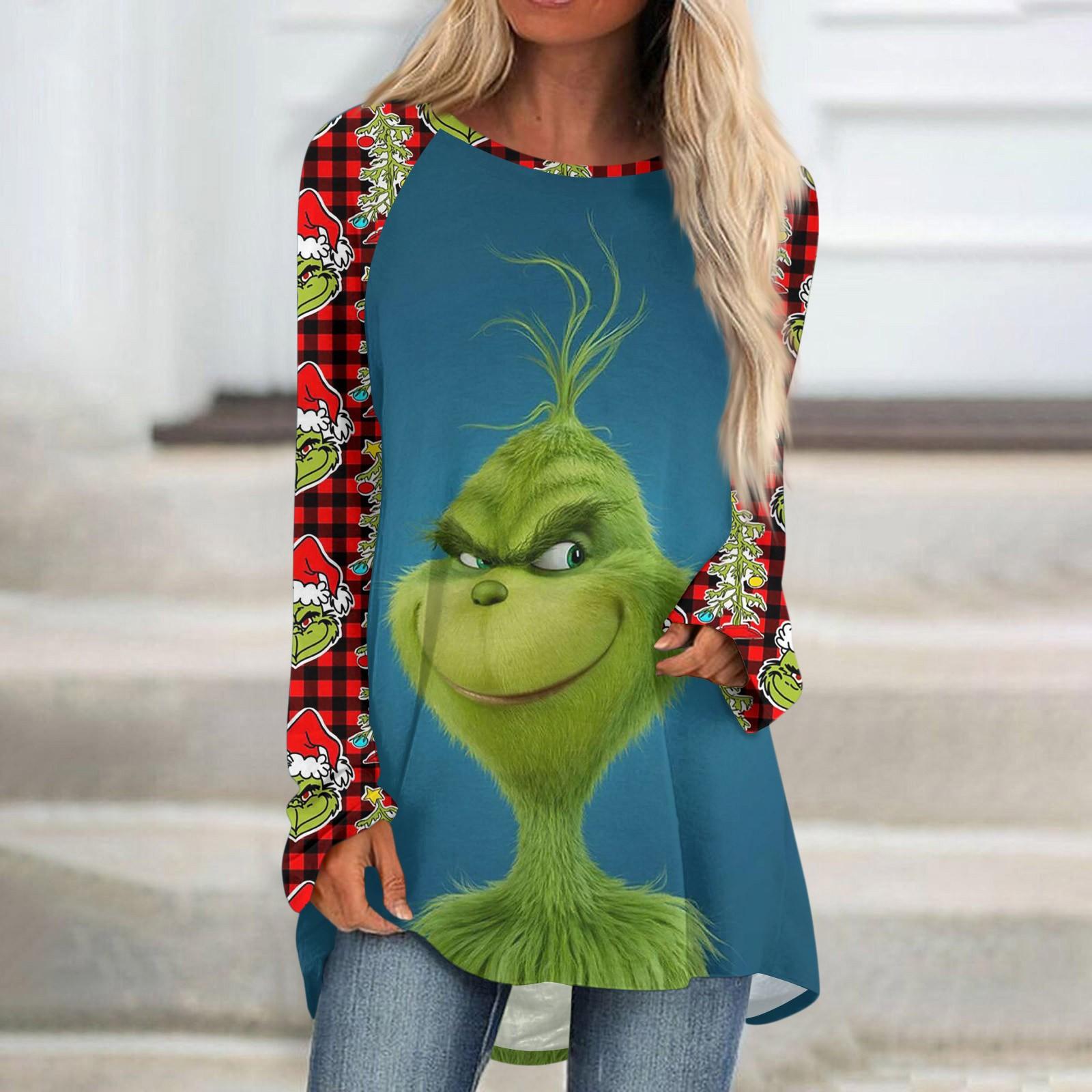 

Женская модная повседневная футболка с принтом на плечах, длинным рукавом, круглым вырезом, средней длины XXXL темно-синий