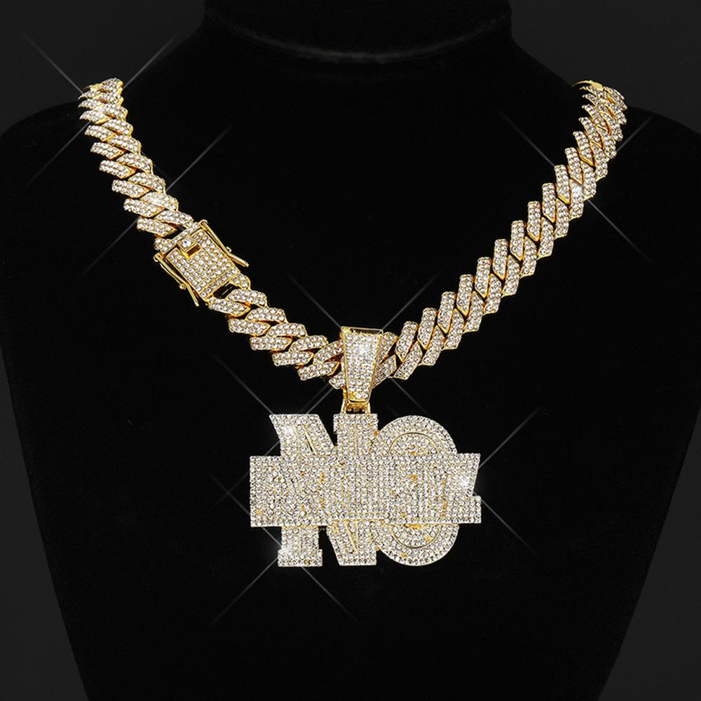 Hip Hop Men Lettes NO EXCUSE Pendant Necklace Gold Plated Iced Out Bling Crystal Cuban Link Chain Charm Fashion Women Jewelry