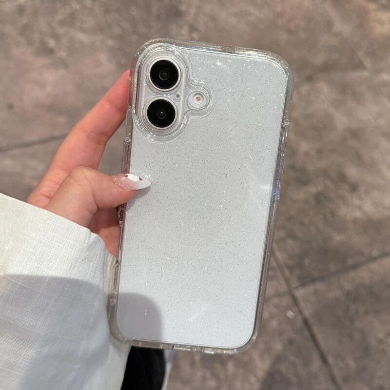 Luxury Shockproof Bling Glitter Clear Case For iPhone 11 12 13 14 15 16 Pro Max X XR XS 7 8 Plus Transparent Soft Bumper Cover