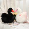 25cm Goose Plush Toy Lovely Simulation Black/White Swan Plushie Soft Companion Soothing Toy Stuffed Animal Doll Toy Wedding Party Decor Birthday Gift
