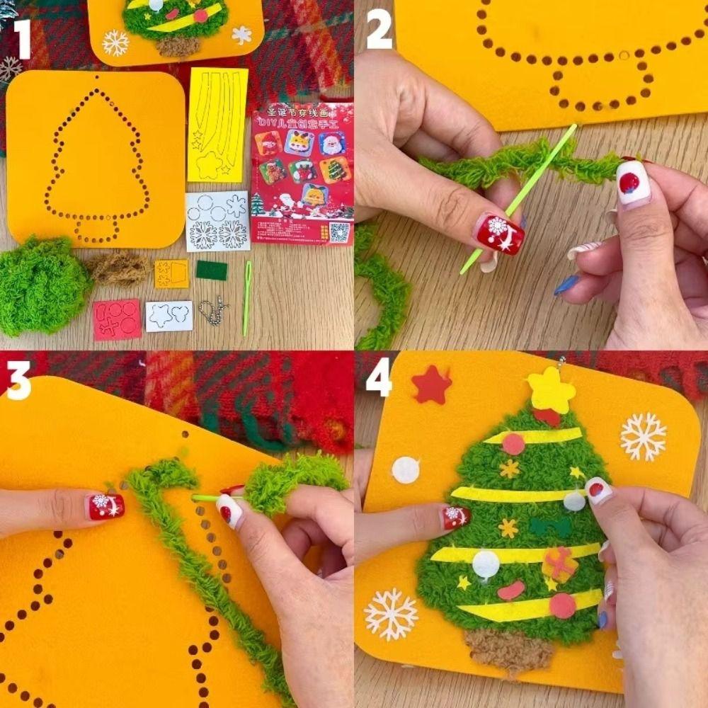 Non-Woven Fabric Christmas Sewing Kit Fun Threading Beginner Friendly DIY Embroidery Kit Handicrafts Christmas Sewing Projects