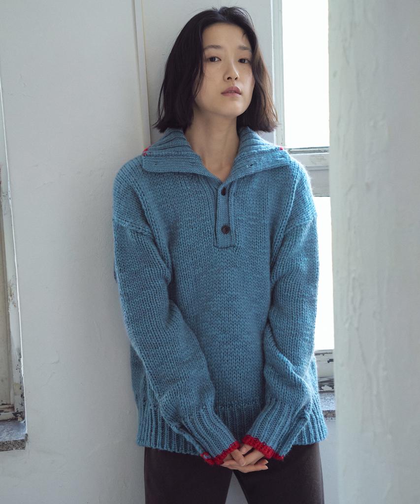 CITTA Wool High-Neck Heavy Knit_Ctk254(Sky Blue)