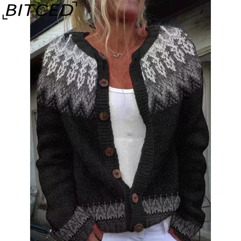 BITCED Women's Cardigan Sweater - Color-Blocked Oversized Knit Top