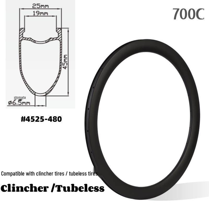 700C Ultra-Light Carbon Fiber Road Bike Wheelset with High Profile and Disc Brake Compatibility