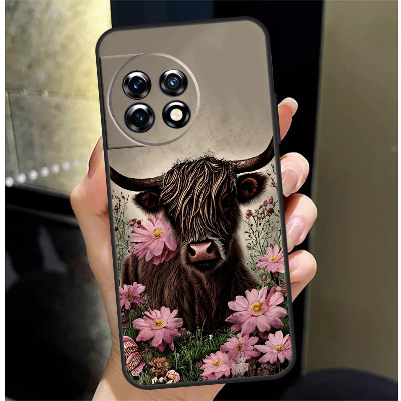 Highland Cow Scottish Art Cover For OnePlus 13 13R 12 12R 11 10 Pro 8T 10T OnePlus Nord 4 CE 3 2 Lite N30 N20 N10 Case