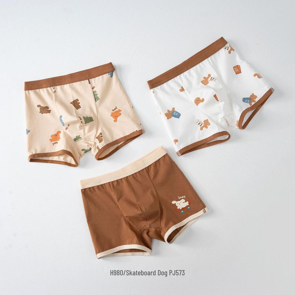 Antibacterial Cotton Boxer Briefs for Boys: 3-Pack, Class A, Middle & Large Children