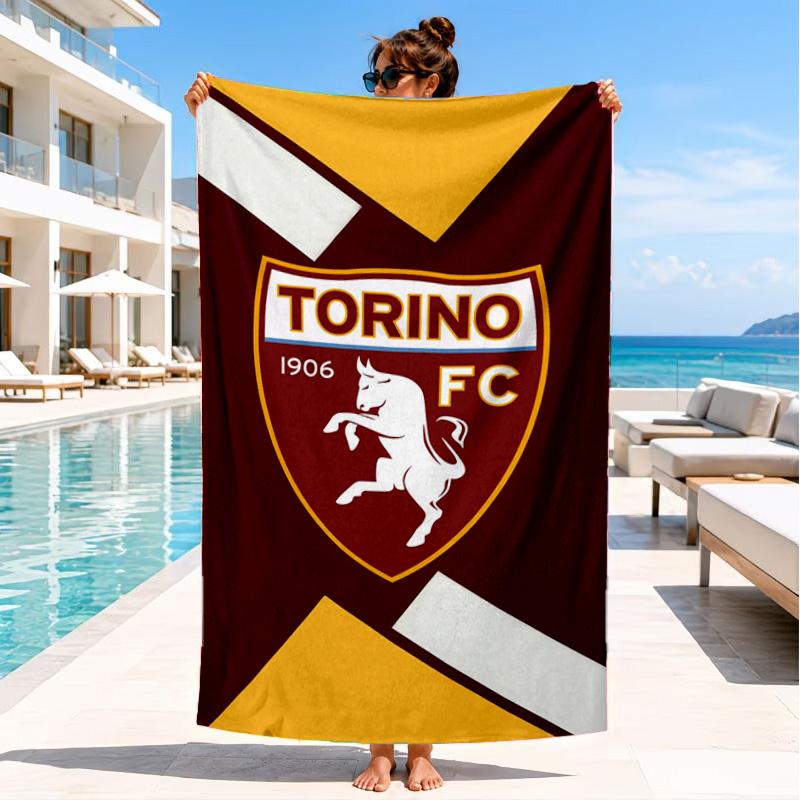 Asciugamano da Spiaggia con Stemma Torino Fc, Asciugatura Rapida, Facile da Curare, Adatto sia per il Fitness che per le Vacanze al Mare, Essenziale per lo Sport