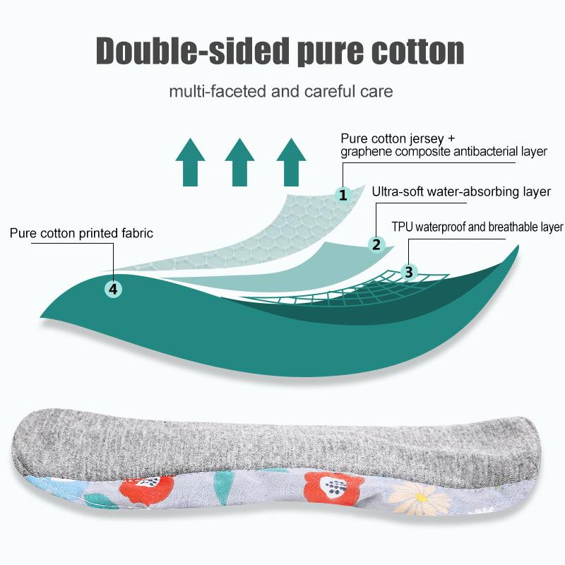 1Pcs 18/23Cm Anti-Slip Graphene Antimicrobial Sanitary Pads Reusable Care Pads Breathable Maternity Menstrual Pads For Women