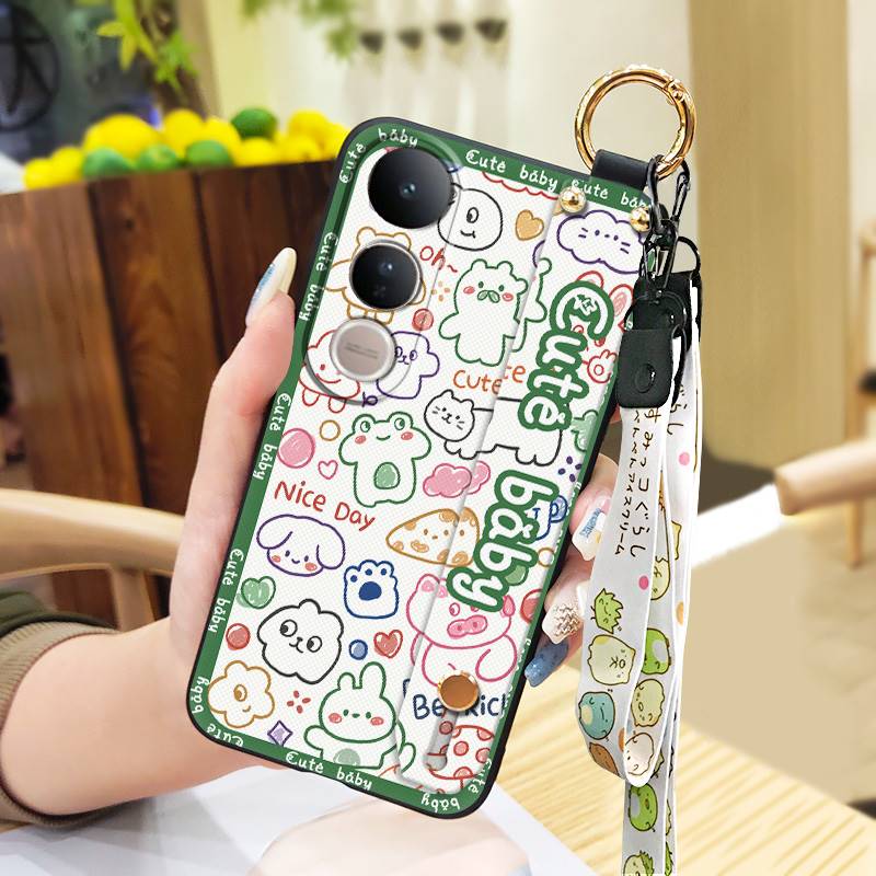 Anti-knock Dirt-resistant Phone Case For VIVO V50 Lite 5G Global Back Cover Wristband Silicone Kickstand Waterproof Cute