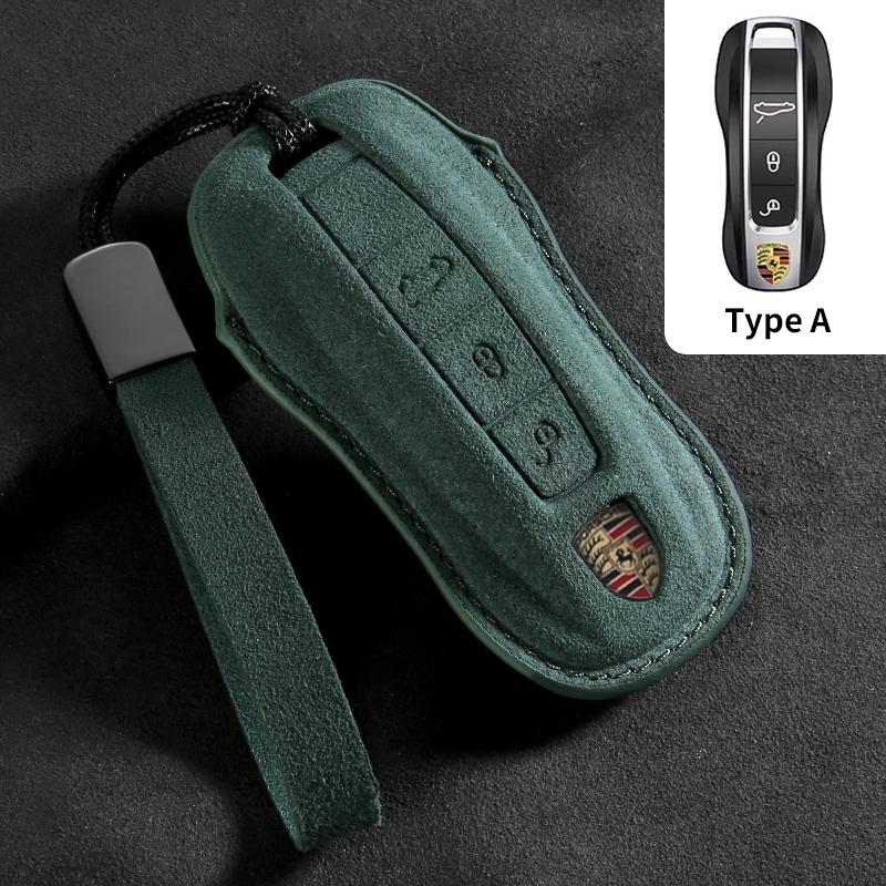 Wildleder Auto Schlüsselhülle Abdeckung für Porsche 718 911 Panamera Cayenne Macan Boxster Cayman Auto Schlüssel Schutzhülle Zubehör