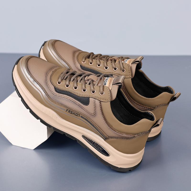 

Fashion Luxury Brand Mens Sneakers All-match Male Flats Lace Up Oxford Comfort Outdoor Jogging Shoes 2024 New Leather Casual Shoes 38 хаки
