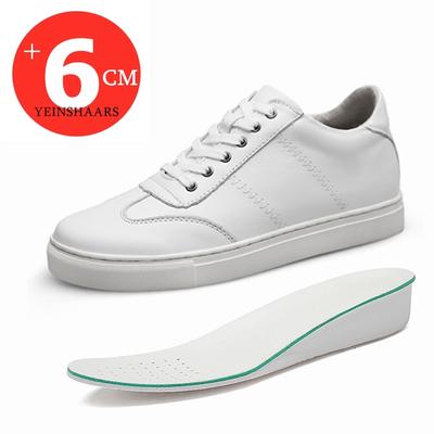 Białe Trampki Męskie Prawdziwa Skóra Buty Podwyższające Buty Zwiększające Wzrost Buty Na Wysokiej Podeszwie Wysokie Buty Wkładka 6cm