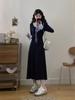 Korean college style dress for children, loose in autumn and winter, full waist, soft waxy, skin-friendly base, long dress inside