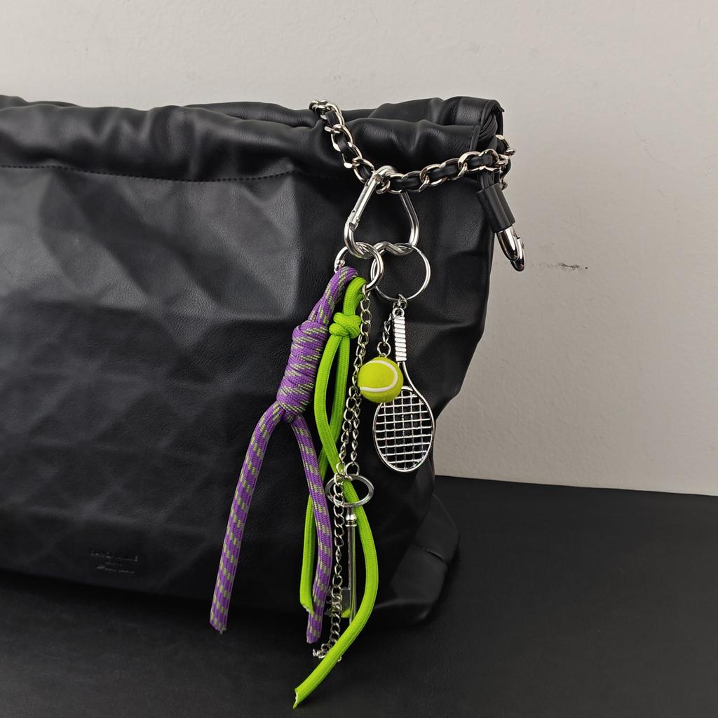 Fashionable Tennis Pendant Of Bag Charms Keychains Y2k Contrast Color Rope Lovers Accessories Birthday Gift Wholesale