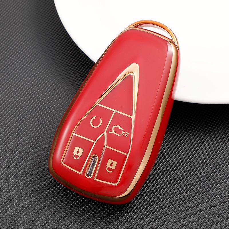 Changan Car Key Case for CS75: Gold-Edged Oshan TPU Key Cover