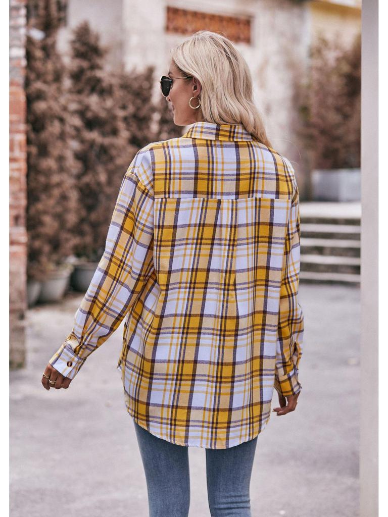 Women's 2024 Oversize Loose Plaid Shirt - European & American Casual Autumn/Winter Fashion