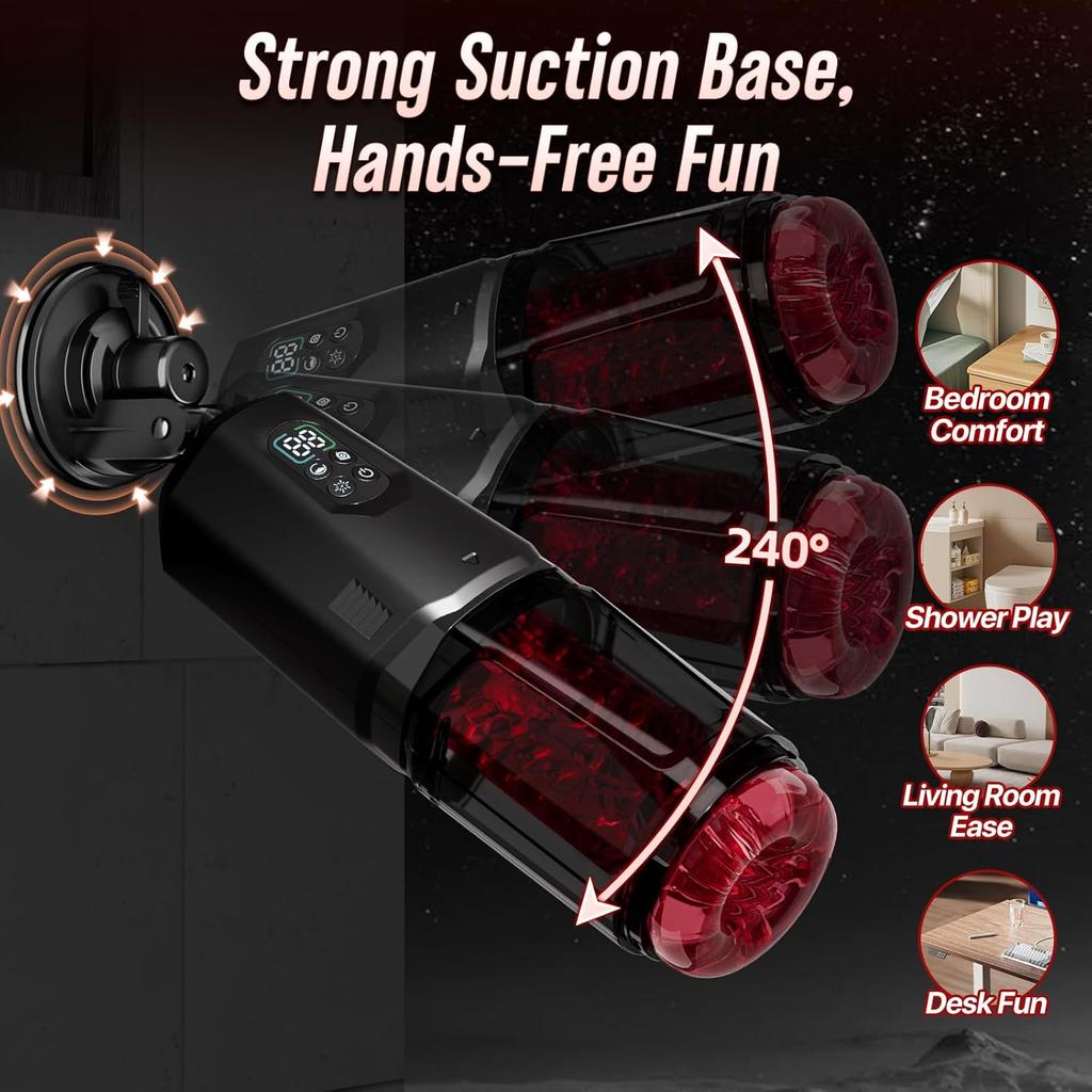 App Control Automatic Masturbator Stroker Adult Toys 7 Thrusting Rotating 7 Licking Vibrating Modes Hands-Free Sex Machine Pocket Pussy Penis Trainer