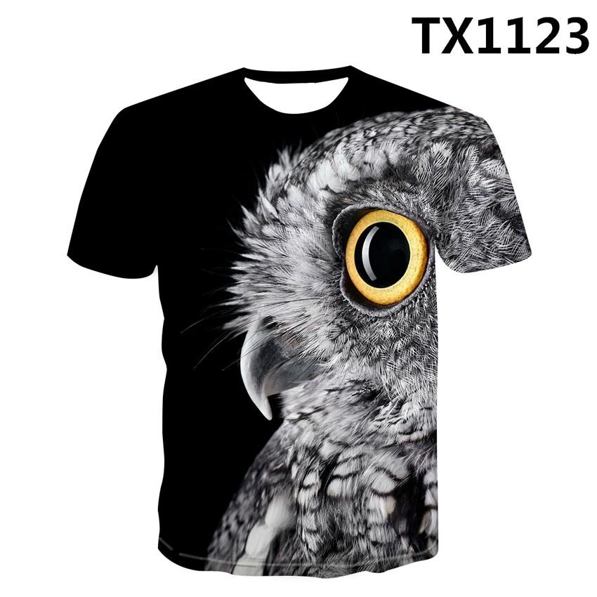

Футболка с коротким рукавом, молодежный любитель офисного стиля, с принтом совы во всю страницу, летняя, с 3D-печатью животного XS