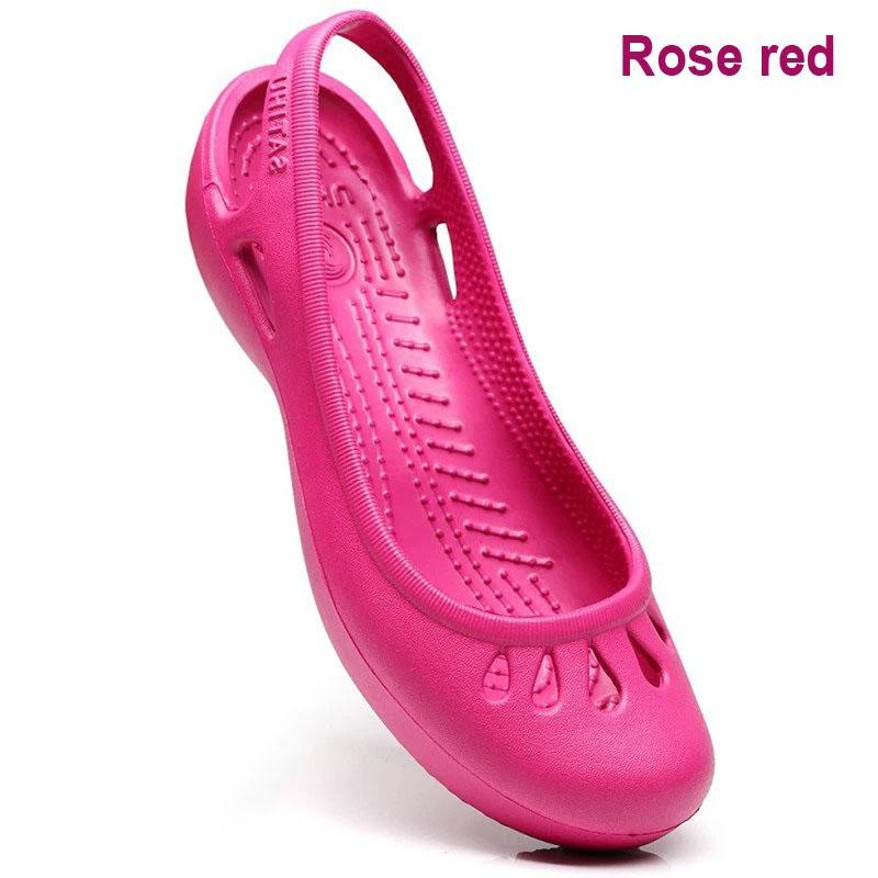 Sommer leichte Anti-Rutsch-Loch-Schuhe Clog für Damen Flache Unterseite Sandalen Krankenschwester Outdoor Strand Jelly