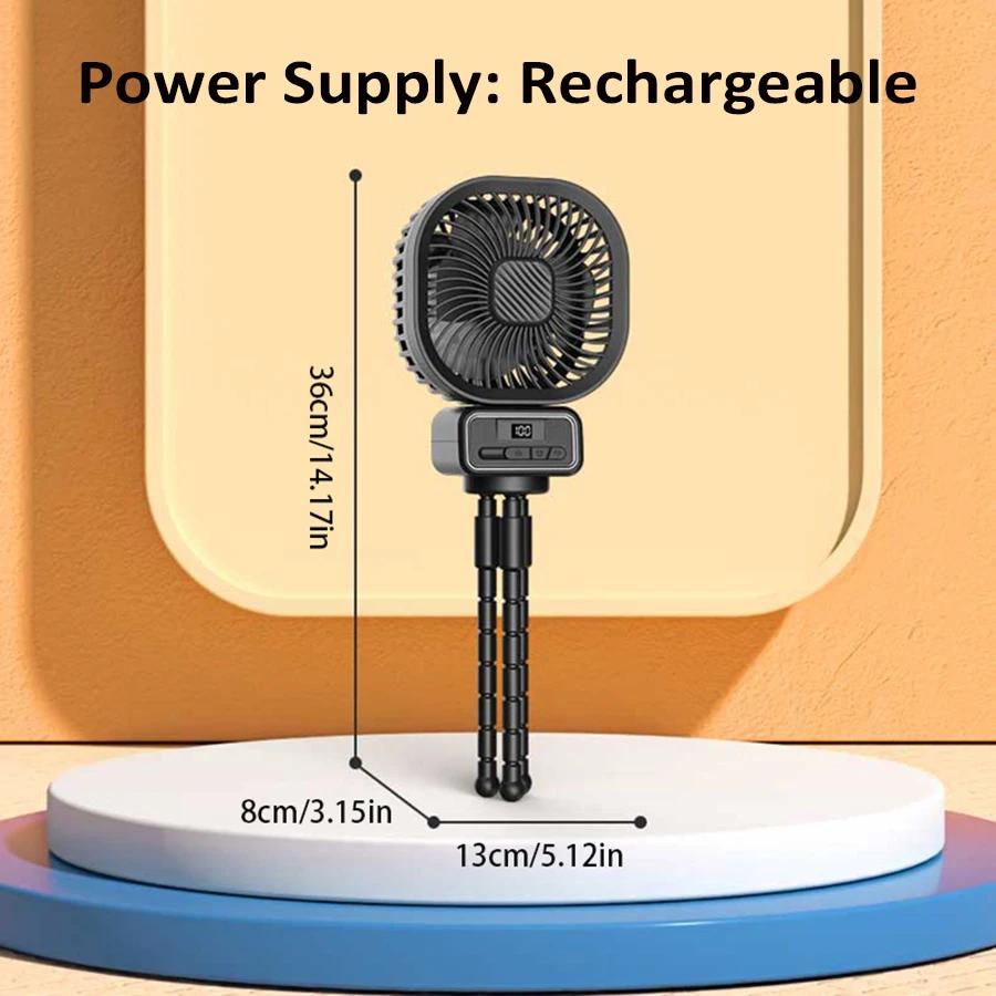 2024 New Octopus Fan 5000mAh Rechargeable 270 Oscillating Fan Portable Air Cooler with Night Light Mini Air Conditioner Fan