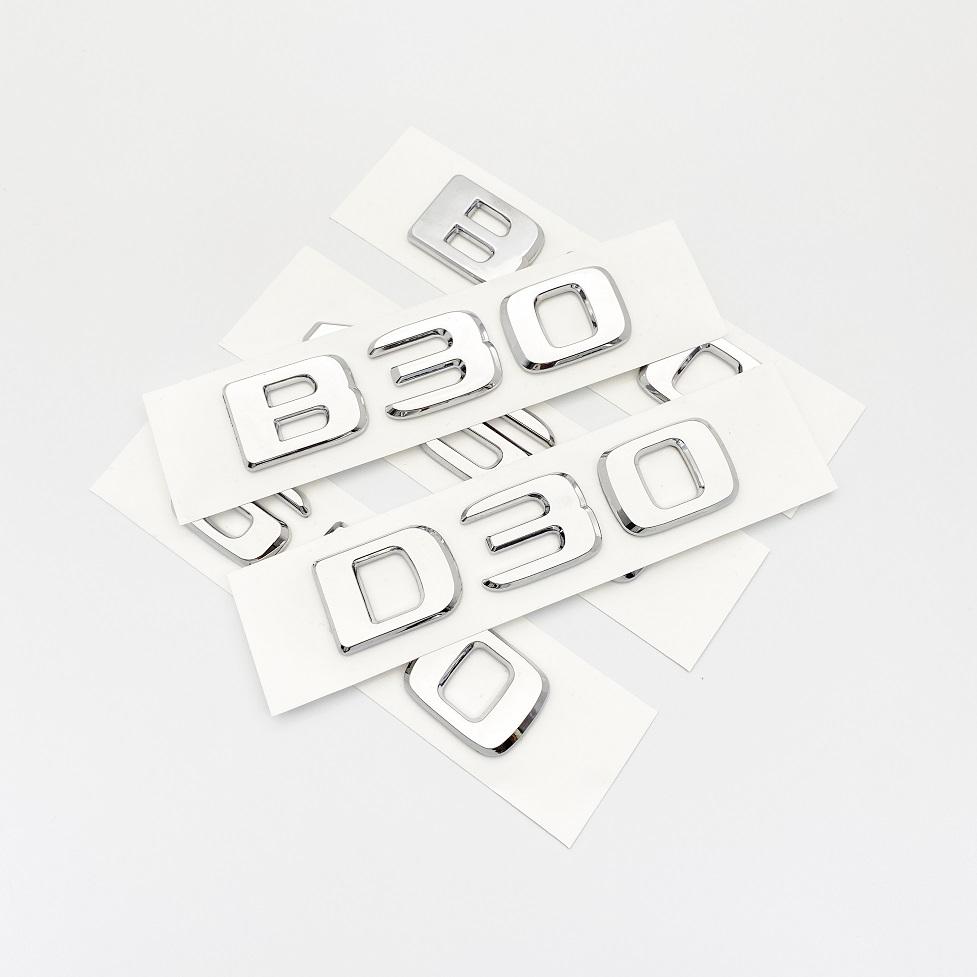 Pro Mercedes Benz Brabus C W203 W204 W205 kupé Odznak kufru auta Logo Samolepka Písmena B20 B30 D30 450 650 ABS Emblém Chrom Stříbrná