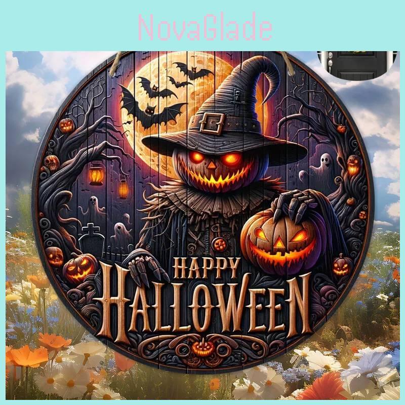 Premium Quality Yellow Wood Halloween Door Plaque For Stylish Home Decor In Elegant Colors