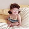 Nette Neugeborene Baby Mädchen Beanie Mütze Cosplay Haar Zopf Perücke Kappe Winter Warm Strick Kinder Kinder Mädchen Hüte und Mützen Fotografie Prop