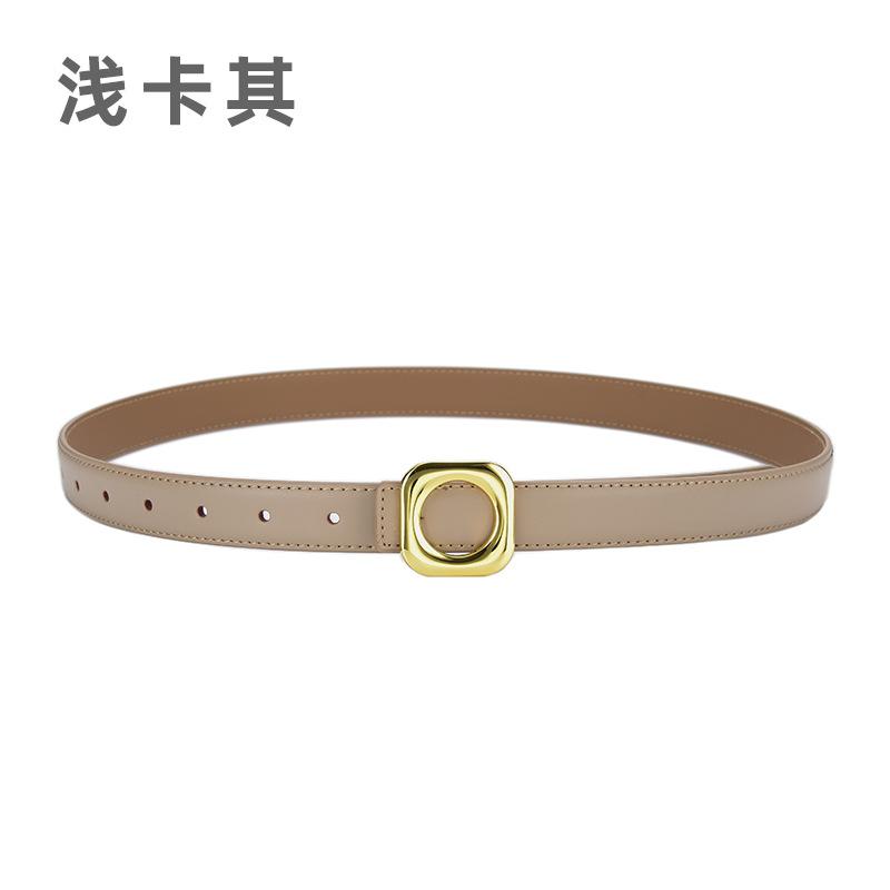 Four Seasons Available Belts Women'S Fashion Versatile Trendy Decoration Suit Leather Thin Belt Square Buckle Leather Ins Style Jeans Belt