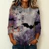 Women's Casual Round Neck Three Quarter Sleeve Halloween Print T Shirt Top Lightweight Comfortable Fit for Daily Wear