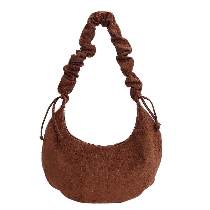 

Ленивый ветер матовая маленькая сумка женская новая мода замшевая сумка-облако осень и зима ретро плиссированная сумка подмышку