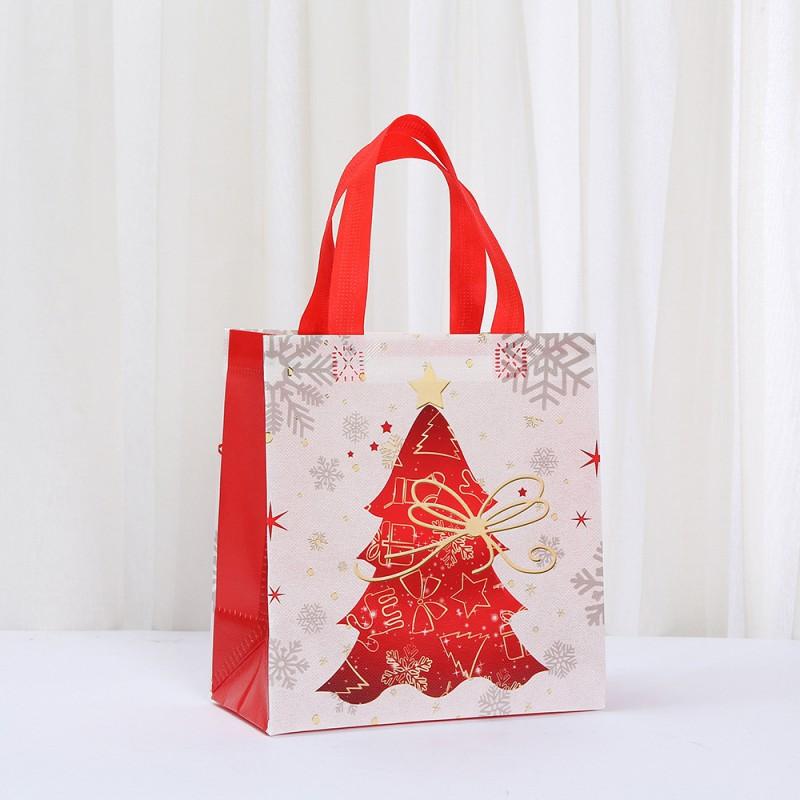 Reusable Nonwoven Christmas Gift Bag With Cartoon Print Waterproof Tote Party Favors Takeout