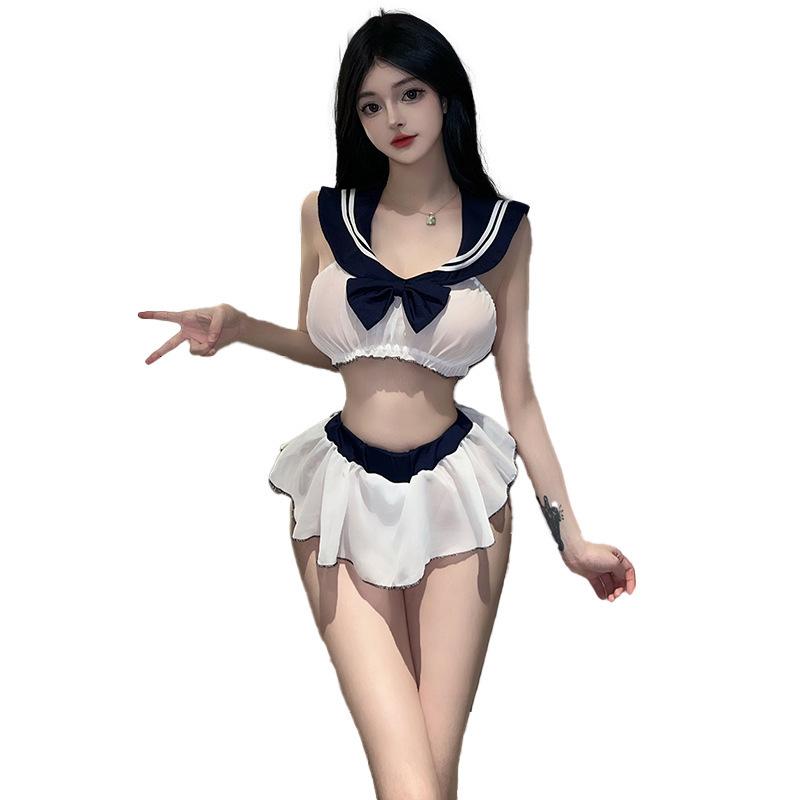 Sex Underwear Passion Student Suit Uniform Seduction Sexy 2D Bow Female Nightclub Female