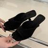 Fashion Eilyken Summer Fashion Square Toe Women Slippers Fashion Thin Low Heels Slide Shoes Elegant Party Dress Zapatos De Mujer