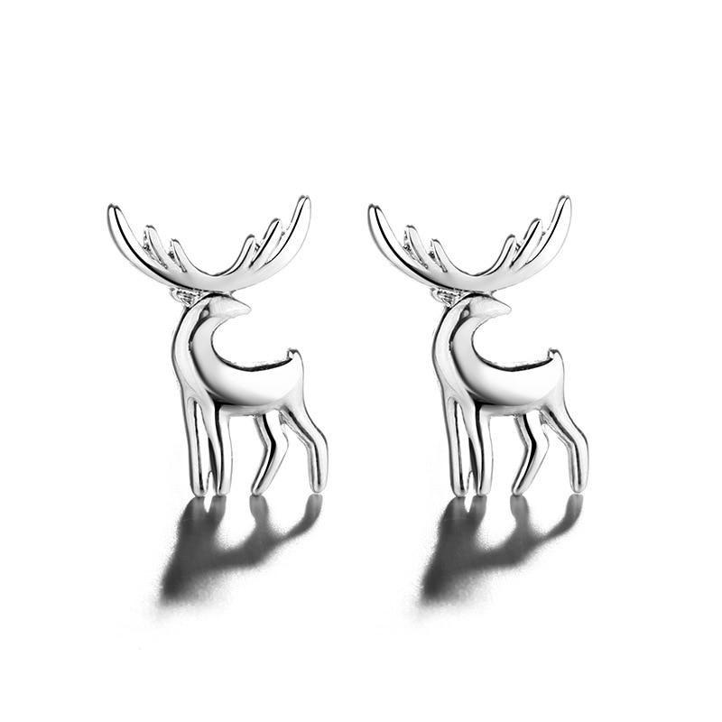 Stylish Jewelry Sterling Color Animals Deer Stud Earrings Modish Women Christmas Giveaway Present Pendientes Aretes De MujerFashion Stud