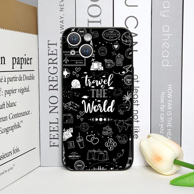 Fashion Planes World Map Travel Phone Case for IPhone 16 15 12 11 14 13 Pro Max 13 Mini 16e 7 8 14 Plus XR X XS SE2 Soft Covers