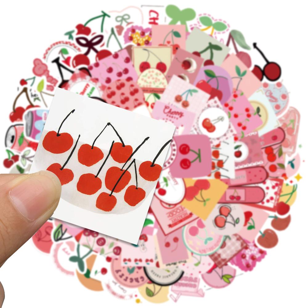 90Pcs Cartoon Kawaii Pink Sweet Fruit Liqueur Cherry Jam Juice Stickers Laptop Guitar Phone Stationery Graffiti Kids Sticker
