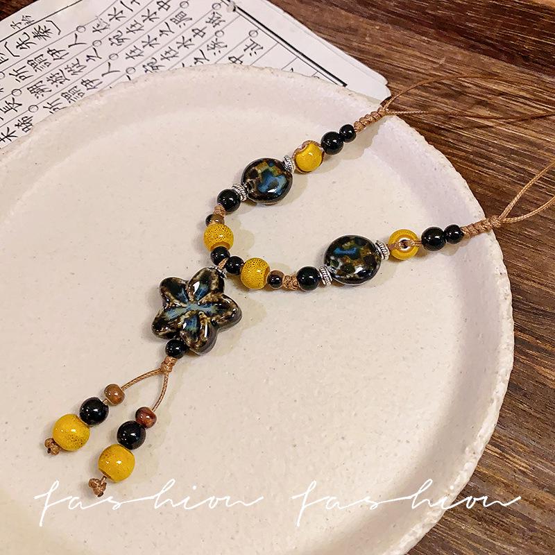 Colier Etnic Stil Ghioc de Stejar: Accesoriu de îmbrăcăminte unisex din bumbac și in țesut manual