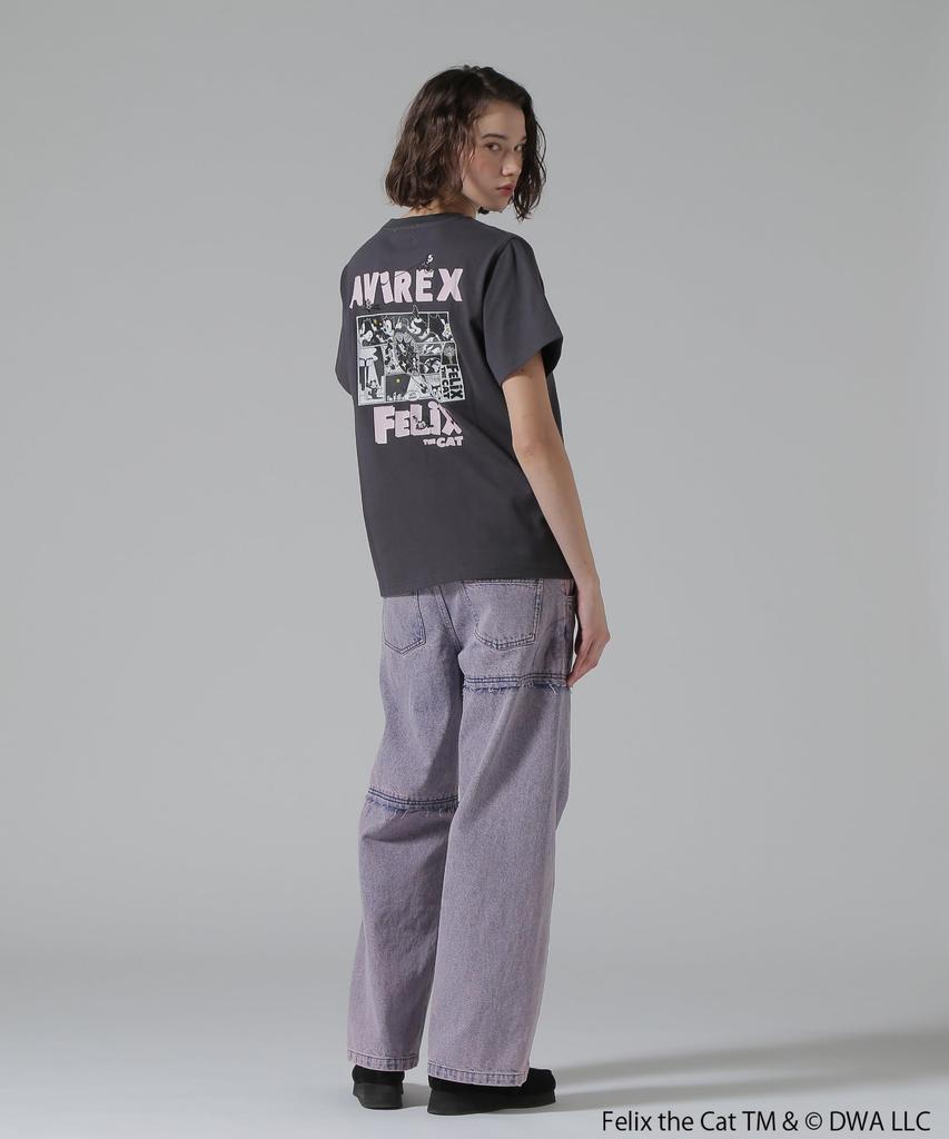 Avirex FELIX COMICS Size T-SHIRT, Women's, S, 010, Black, 783-5135610