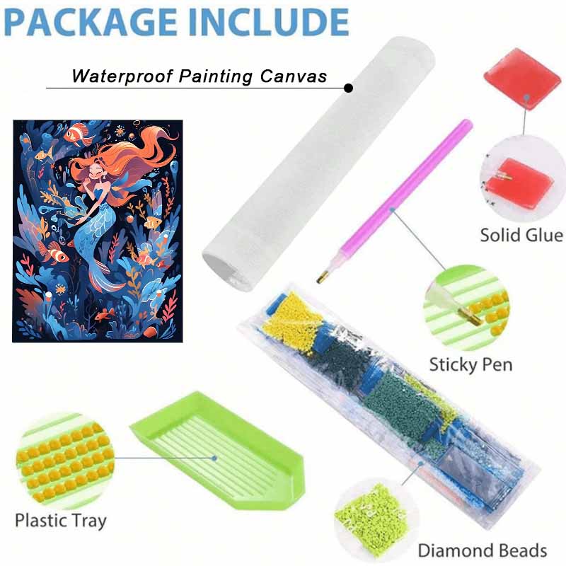 Disney DIY diamond painting 5d mermaid and fish underwater world full drill cross stitch diamond living room bedroom decoration painting