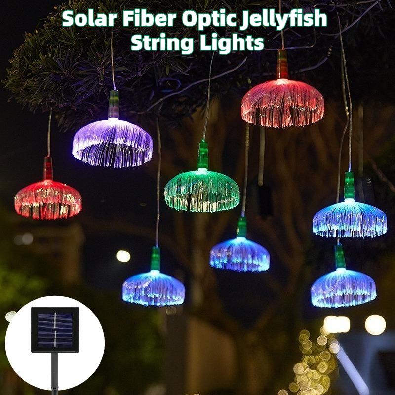 Solar Festoon LED Jellyfish Chandeliers Fiber Optic String Lights Restaurant Wedding Party Garden Tree Decorative