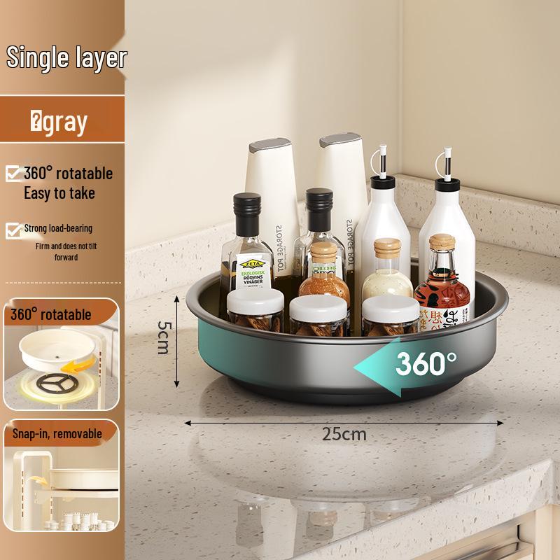 Rotating Kitchen Spice Rack: Multi-Functional Corner Storage for Oil, Salt, Soy Sauce, and Vinegar.